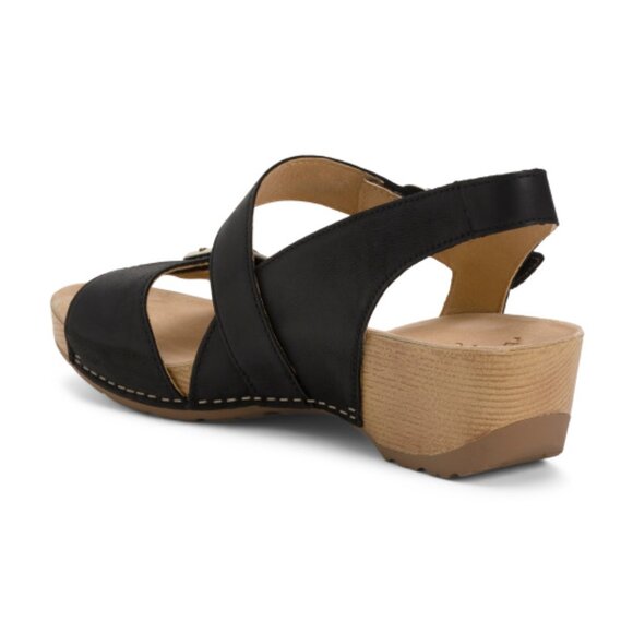 NEW DANSKO DANSKO Nubuck Leather Trinity Comfort wadge Sandals in black 925 5t3 - Picture 3 of 11